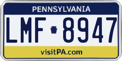 PA license plate LMF8947