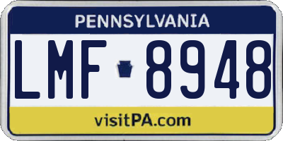 PA license plate LMF8948
