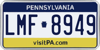 PA license plate LMF8949