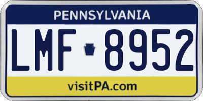PA license plate LMF8952