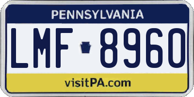 PA license plate LMF8960