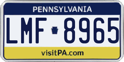 PA license plate LMF8965