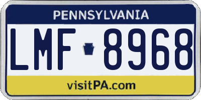 PA license plate LMF8968