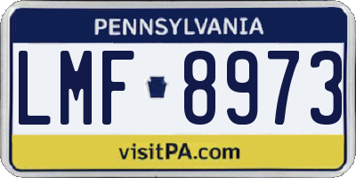 PA license plate LMF8973