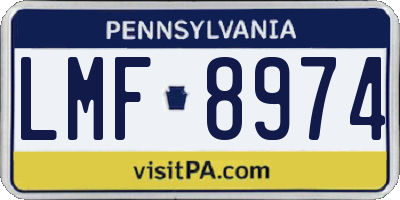 PA license plate LMF8974