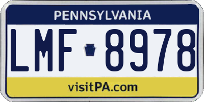 PA license plate LMF8978