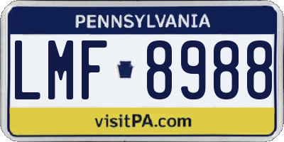 PA license plate LMF8988