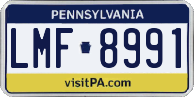 PA license plate LMF8991