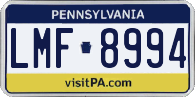 PA license plate LMF8994