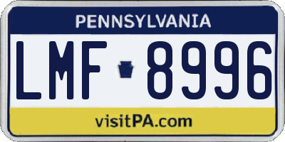 PA license plate LMF8996