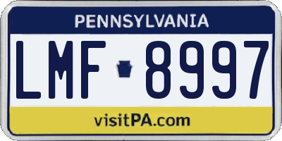 PA license plate LMF8997
