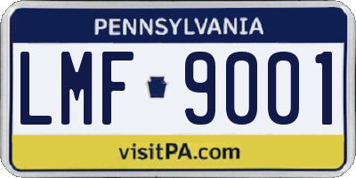 PA license plate LMF9001