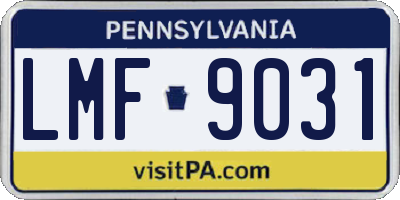 PA license plate LMF9031