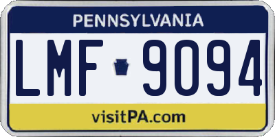 PA license plate LMF9094