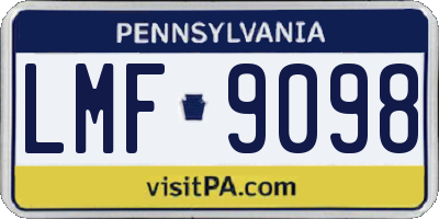 PA license plate LMF9098