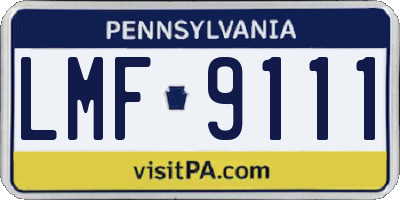 PA license plate LMF9111