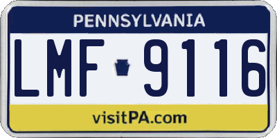 PA license plate LMF9116