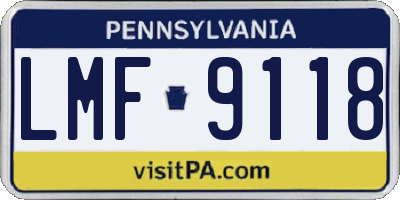 PA license plate LMF9118