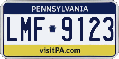 PA license plate LMF9123