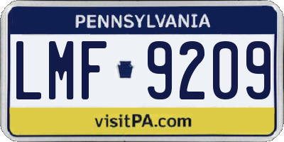 PA license plate LMF9209
