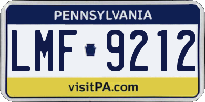 PA license plate LMF9212