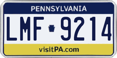 PA license plate LMF9214