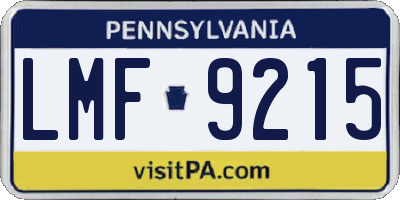 PA license plate LMF9215