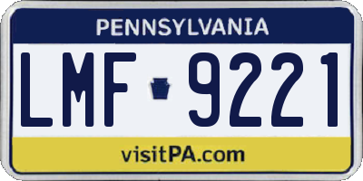 PA license plate LMF9221