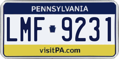 PA license plate LMF9231