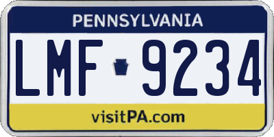 PA license plate LMF9234