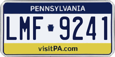 PA license plate LMF9241
