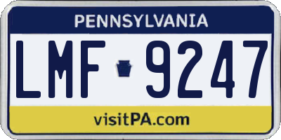 PA license plate LMF9247