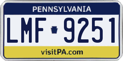 PA license plate LMF9251