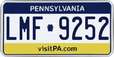 PA license plate LMF9252