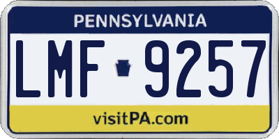 PA license plate LMF9257