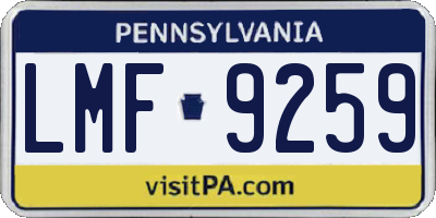 PA license plate LMF9259