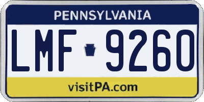 PA license plate LMF9260
