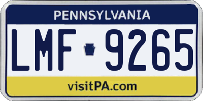 PA license plate LMF9265
