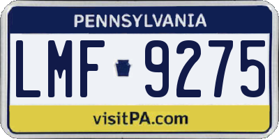 PA license plate LMF9275