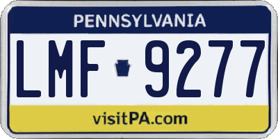 PA license plate LMF9277