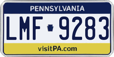 PA license plate LMF9283