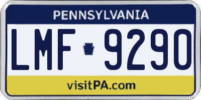 PA license plate LMF9290