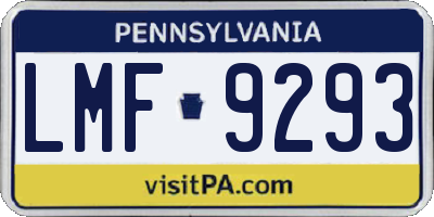 PA license plate LMF9293