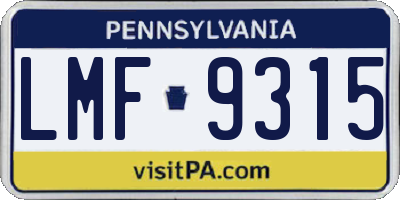 PA license plate LMF9315