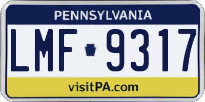PA license plate LMF9317