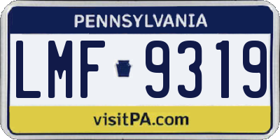 PA license plate LMF9319