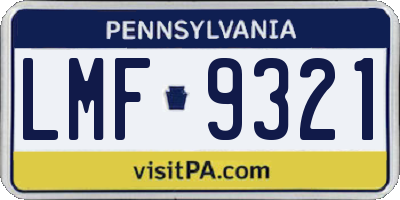 PA license plate LMF9321