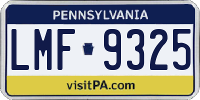 PA license plate LMF9325