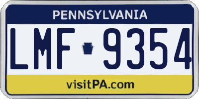 PA license plate LMF9354