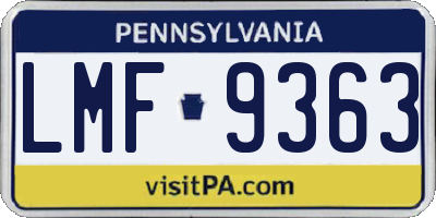 PA license plate LMF9363